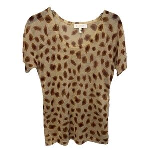 Escada Sparkly Thin Knit T-shirt Leopard Animal print size 42